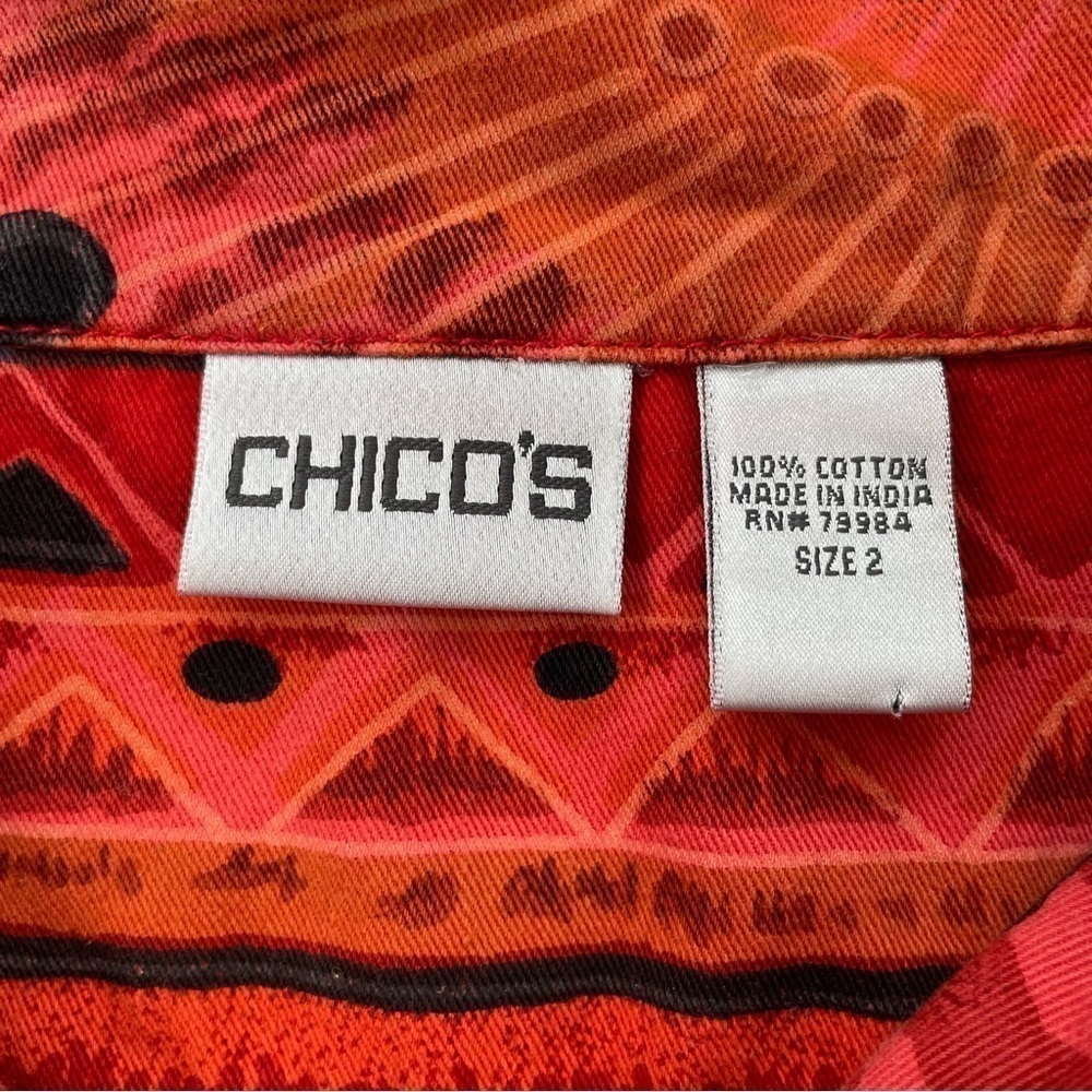 Chico’s Orange Artsy Point-collar Cotton Lightweight Jacket Size Large - Picture 4 of 8